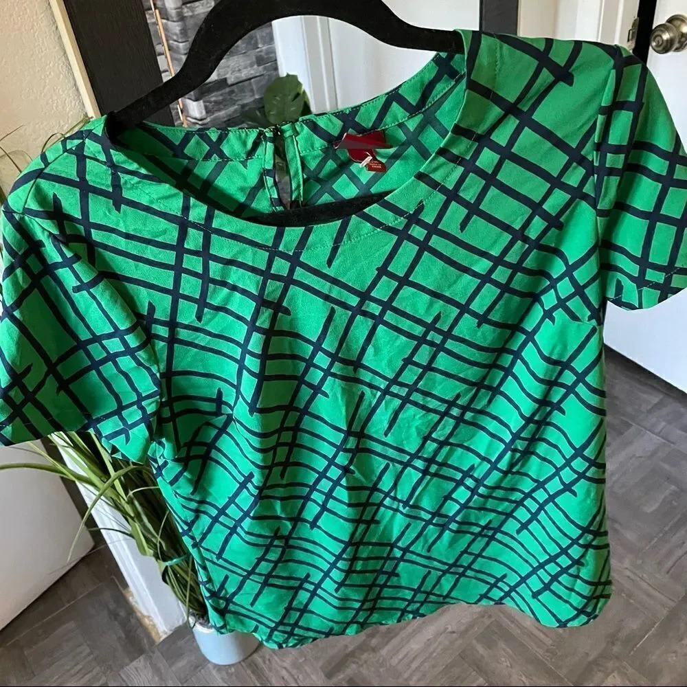 Merona green print blouse